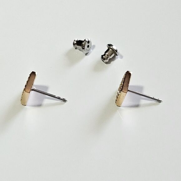 *Sale* Fossil Rose Gold Tone Square Earrings With Clear Rhinestone Accents - Picture 11 of 12